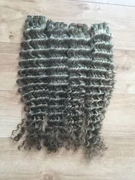 ブラックミックスグレー100rawヒューマンヘアバンドル塩とコショウシルバーグレーアフロキンキーカーリーブラジルの人間の髪は、編み送料無料のために横向きの髪を織ります1バンドル