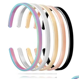 Manschett Trendy 4mm 304 Rostfritt stålarmband Manschettarmband Fashion Personlig Bangle Plain Titanium -gåvor för kvinnor Dr Carshop2006 DH4WC