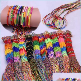 Charm Bracelets Bracelets Girls Bangles Jewelry Gift Diy Charm Rope Bracelet Rainbow Lots Braid Strands Friendship Cord Dhseller2010 Dh8Ju