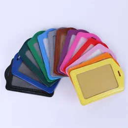 Card Holders Luxury quality PU Leather material card sleeve sets ID Badge Case Clear Bank Credit Holder School student office