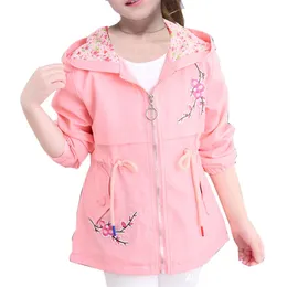 Jackor Girls Windbreaker Coat Cute Flower Hooded Outwear For Baby Kids Clothers Barn Casual 4 6 8 9 10 12 Years Vestidos 220912