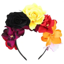 Bandanas Stirnband Flowerhair Rose Daydead der florale Kopfspeicher mexikanischer Kranz CostumheadDress Hoop Po Prop Band Gunst Design Head