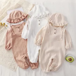 Romphers meninas roupas de bebê roupas de primavera para meninas nascidas 3 6 9 12 meses Codsuit de algodão Chapéu de crianças roupas de bebê 220913