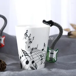 Tazas de cerámica instrumento eléctrico leche taza de café nota tazas de agua música