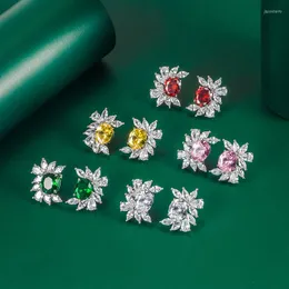 Kolczyki stadnorskie 2022 Luksusowe wykwintne wielokolorowe nieregularne owalne owalne cyrkonia kobiet rocznicowy prezent biżuterii