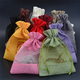 Gift Wrap 20/50/100PCS/Single side transparent drawstring jute bag candy jewelry packaging wedding birthday party gift beam storage bag 220913