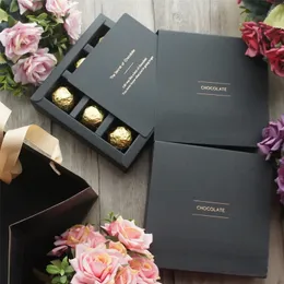 Подарочная упаковка 10Set Элегантная валентинка шоколадная бумажная коробка Золото -черная дизайн свадебный рождественский день рождения конфеты 220913
