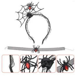 Bandanas Spider Headband Costume Choker Headpiece Lace Accessories Party Necklace Spiderweb Hair Head Web Hoop Cosplay Headbands Boppers