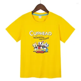 Men's T Shirts Cuphead Mugman Kids T-shirt Boy Girl Short Sleeves T-Shirts Cotton Family Clothing Set Summer Children Baby Tops