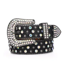 Western Jean Belt Studded Diamonds Crystal niestandardowe Diamond Cowgirl Faux skórzana bling Studdeds Crystal Men Rhinestone Pass