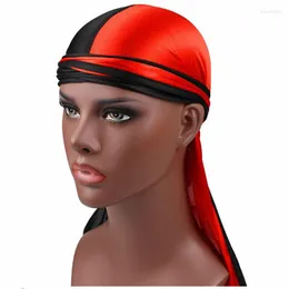 Bandany Luksusowy męski jedwabny patchwork Durags Turban Satin Durag Biker Nakrycia głowy Pałąk Akcesoria do włosów