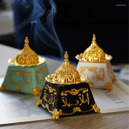 Fragrance Lamps Middle East Arabian Resin Incense Burner Gold Metal Classical Retro Style Decoration Pan