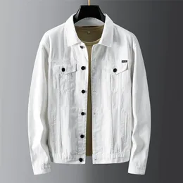 Herrgravrockar Bomull Denim Jacket Casual Solid Color Lapel Single-Breasted Jeans Autumn Slim High-kvalitet 220913
