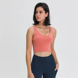 L-89 Tanque Mulheres de Yoga Bra Shirts Sports Vest Fitness Tops Sexy Rouphe Solid Color Lady Tops com copos remov￭veis Yoga Sports Bra 262O