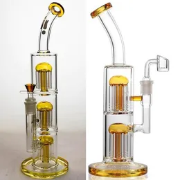 F￤rgade armtr￤d Heady Dab Rig Beaker Base R￶kning Bong Tjocka glas Vattenr￶r Triple Birdcage Oil Dab Rigs med 14mm Hookahs Downstme Perc