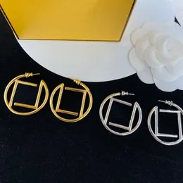 Stilvolle Buchstaben-Kreis-Charm-Ohrringe, doppelte Buchstaben, Designer-Ohrstecker, Gold- und Silberohrringe, großer Anhänger mit Box