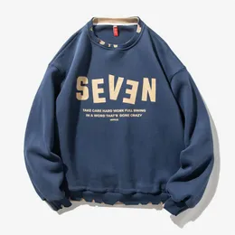 Men s hoodies tröjor mode gata tröja ungdomar märke japansk hål rund hals par bokstav lös pullover moletom 220913