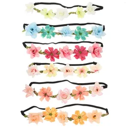 Bandanas Flower Headbandwreath Floral Bridal Wedding Hair Rose Garlandheadpieces Sunflower Headbonad Headpiece Brud Justerbar faux