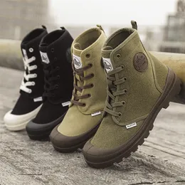 Dress Shoes Male High Top Canvas Lace Up Ankle Boots Man Casual Sneakers Outdoor Fashion Vulcanized Walking Footwear 220913