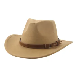 Chapéu de cowboy chapéu chapéu para mulheres Big Brim sólido panamá oeste de caça