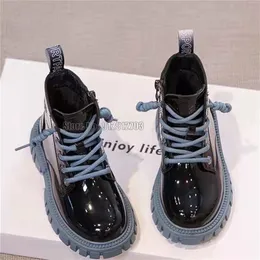 Botas Inverno Crian￧as Pu Couro ￠ prova d'￡gua Martin Boots Kids Snow Brand meninos meninos Sapatos de t￪nis de borracha de borracha 220913