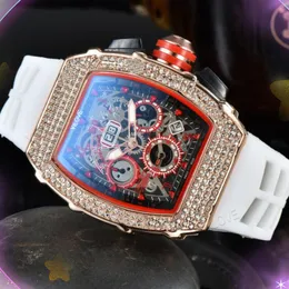 Berühmte All-Dial-Arbeit, klassische Designer-Uhr, Kristall-Diamant-Ring, Damen- und Herren-Gummi-Hip-Hop-Eis-Out-Uhr, Quarzwerk, Stoppuhr, Herren-Geschenk-Armbanduhr