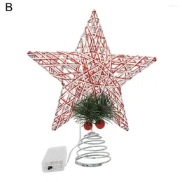 As decorações de Natal aprimoram a atmosfera à prova de ferrugem da estrela da árvore de férias de férias de Natal, suporte brilhante para casa