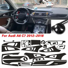 Bilens inre centrumkonsolfärgförändring kolfibergjutning klistermärke dekaler för Audi A6 C7 2012-2018