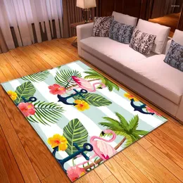 Carpets 3D Flamingo Carpet Cartoon Baby Area Rug For Living Room Pink Green Bedroom Kids Floor Mat Soft Sofa Tapete Home Decor