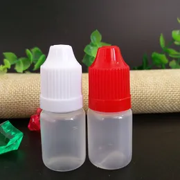 Partihandel 5 ml plastdroppsflaskor med barnsäkra lock LDPE E Liquid Tom Bottle