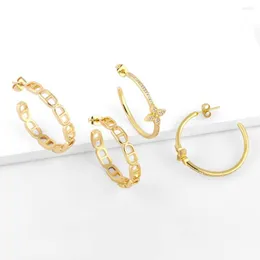 Hoop Earrings Big Gold Plated Zircon For Women Girls Soda Tabs Crystal Clover Fashion Jewelry Gifts Ersz22