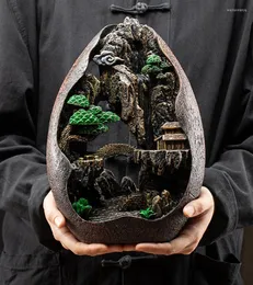 Fragrance Lamps Incense Burner Mountain River Waterfall Creative Home Decor Holder Portable Resin Backflow Handicrafts