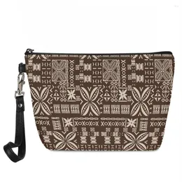 Cosmetic Bags Organizer Women Makeup Necessaries Polynesian Tribal Brown Tongan Taovala Print Custom Storage For Travel 1piece