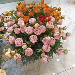 Faux kwiatowa zieleń 1pcs sztuczny kwiat jedwabny herbata Rose Lotus 95cm 8 głowy Fałszywe domowe domowe dekoracje ogrodowe akcesoria Bukiet J220906