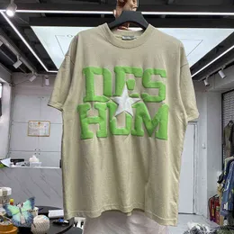 Herr t-shirts 2022SS Puff Print 3D Foam T-shirt Men Women Khaki Pentagram Printing T Shirt T220909