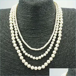 Beaded Necklaces Shell Pearl Necklace Jewelry Round White Natural Sea Fashion Wedding Fake Faux Beads Necklaces Drop Deli Dhseller2010 Dh34K