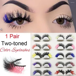 Falsche Wimpern, 1 Paar, zweifarbig, natürlich, lang, superweich, flauschig, für Halloween, Cosplay, Party, tägliches Make-up