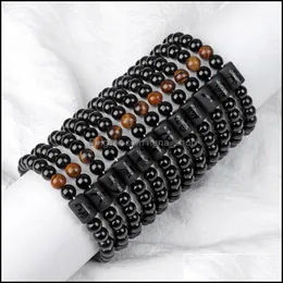 Beaded Strands 12 Constellation Bracelets Men Black Stone Bead Tigers Eye Strands Bracelet Star Sign Zodiac Horoscope L Dhseller2010 Dhjif