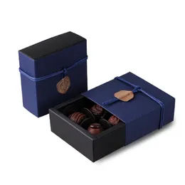 Embrulhado para presente 9x9x3.5cm Sapphire Blue 10 Definir caixa de chocolate Caixa de papel do dia dos namorados Festa de aniversário Gretos de embalagem Caixas de armazenamento 220913