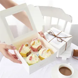 Gift Wrap 10 20 PCS 4 Inch White Cake Open Window Cupcake Muffin Baking Paper Box Gift Package Dessert Takeaway Pastry Wholesale Business 220913