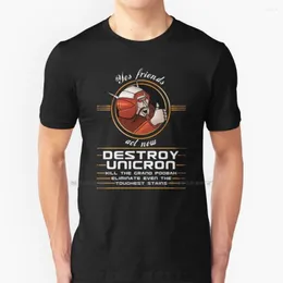 Men's T Shirts Destroy Unicron Transform Retro Movie Tee Shirt Pure Cotton Tf Bots Robot Cartoon Toys 80s Geek Nerd Geeky