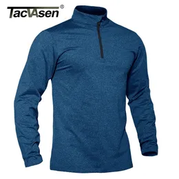 Men's TShirts TACVASEN SpringFall Thermal Sports Sweater 14 Zipper Tops Breathable Gym Running T Shirt Pullover Male Activewear 220913