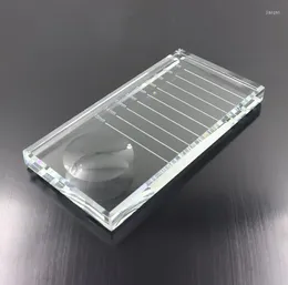 Falska ögonfransar 50st Eyelash Pallet Crystal Glass U Curved/Straight Pad Pad Holder Transparent limbricka