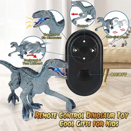 ElectricRC Animals RC Dinosaurios de Juguete Blue Velociraptor Controle remoto Toys de dinossauros para meninos Jurassic World Raptor Dinozaur Gifts for Kids 220913