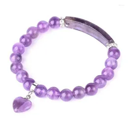 Link Bracelets Fashion Jewelry Natural Amethyst Stone Beads Charm Bracelet Chakra Reiki Healing Anxiety Gift Luxury