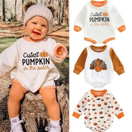 Rompers Focusnorm 024m Halloween Lovely Baby Girls Boys Sweatshirt Jumpsuit Letter Pumpkin Tryckt långärmad ROMPER Outwear 220913