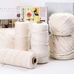 Abbigliamento Filato 1-6mm Macrame Corda di Cotone Bianco Latte Linea Filo FAI DA TE Borsa Arazzo Nastro Spago Corde Per La Casa fornitura