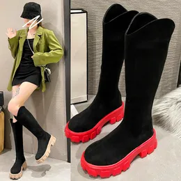 Sexy High Boots Women 2022 Winter New Fashion Over the Knee Warm Leede Pombs Shok Zapatos Tacones de gamuza Faux