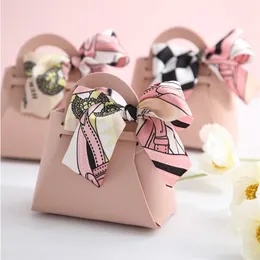 Present Wrap 5/10/20st Leather Wedding Favor Bag Candy Box With Scarf Birthday Party Baby Shower Ramadan Eid Mubarak Candy Presentförpackning 220913