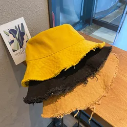 レディースヒップホップ折りたたみ式大きな頭の周囲日本語新しいスタイルの生のエッジタッセル洗浄デニム漁師帽子ユニセックスアウトドアビーチパナマハット